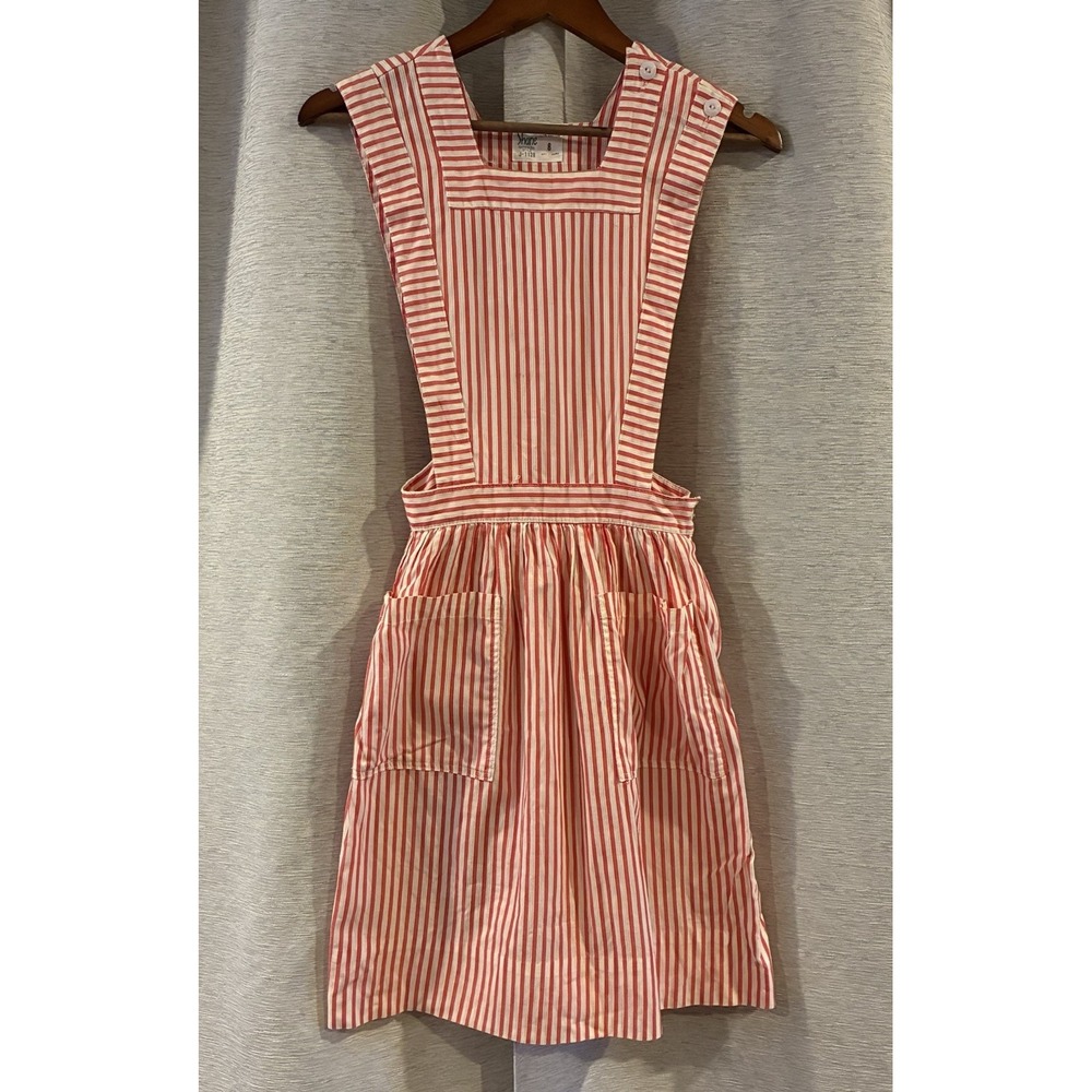 Vintage 60's-70's Candy striper Pinafore Dress with Original White Shite Shirt 8